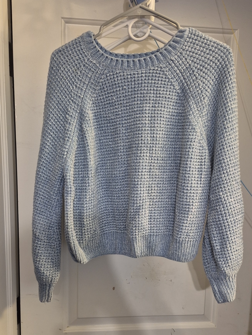 ARULA Light Blue Waffle-Knit Crewneck Sweater